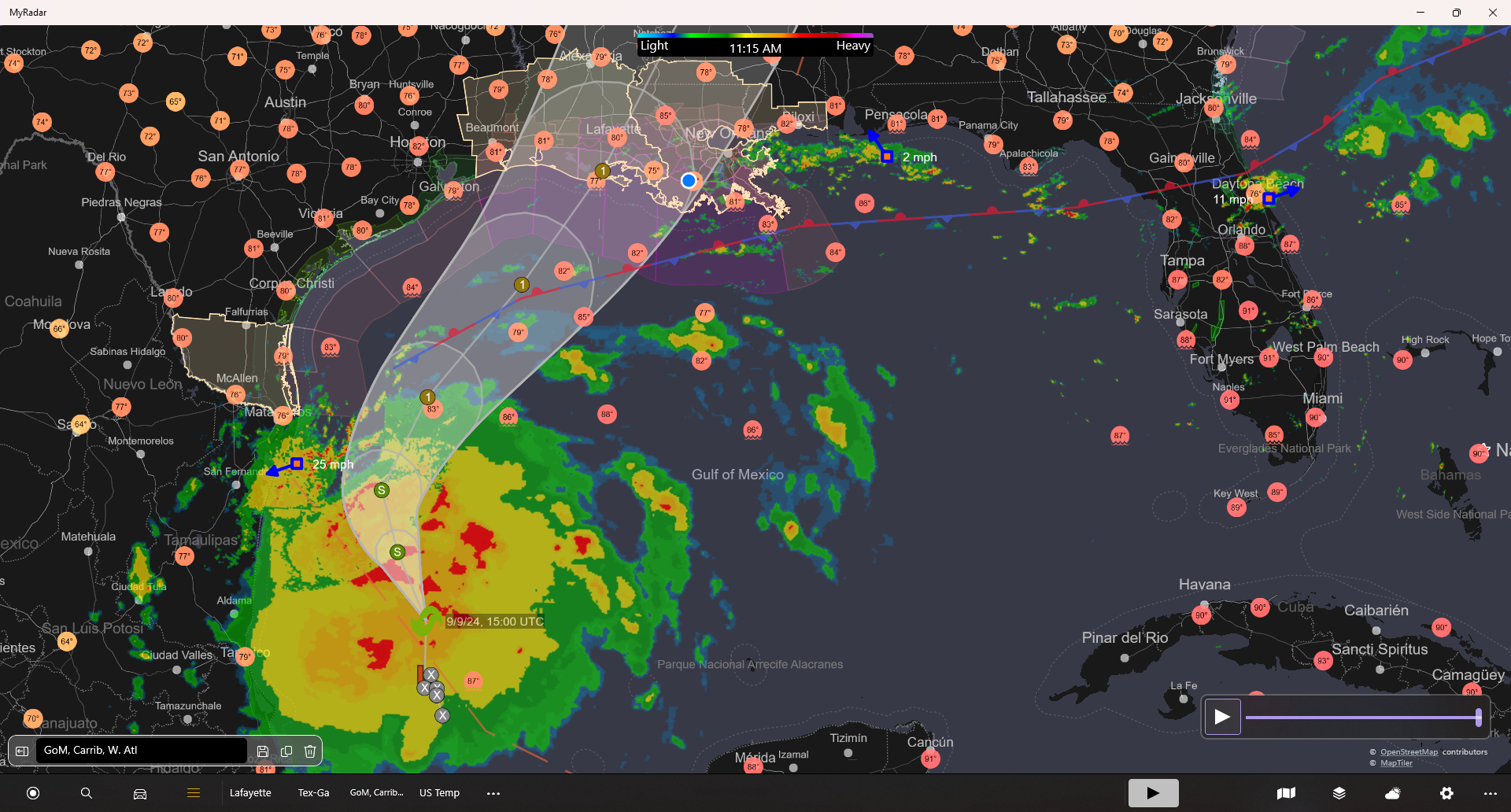 Sept. 9, 2024, 10 am, Tropical Storm Francine – 11 am.