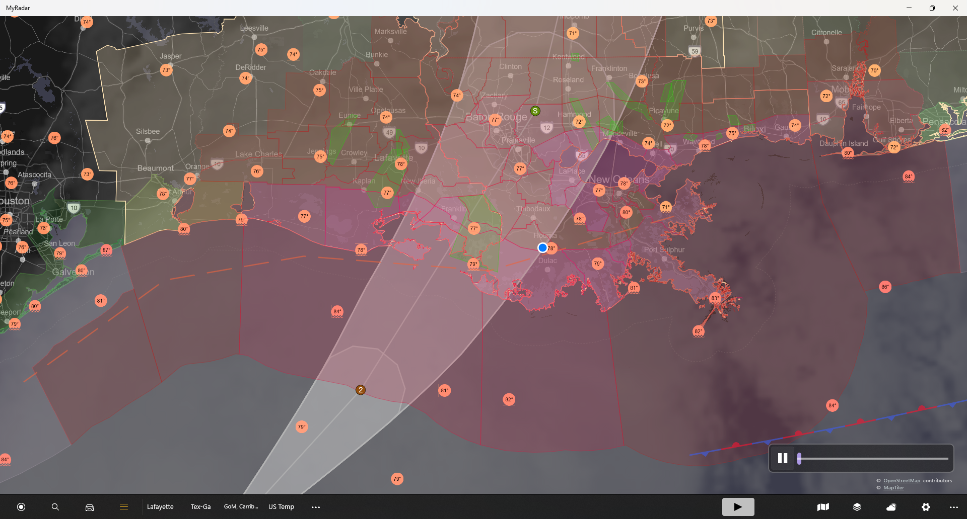 Sept. 11, 2024, 5 am. Francine making landfall as a cat. 2